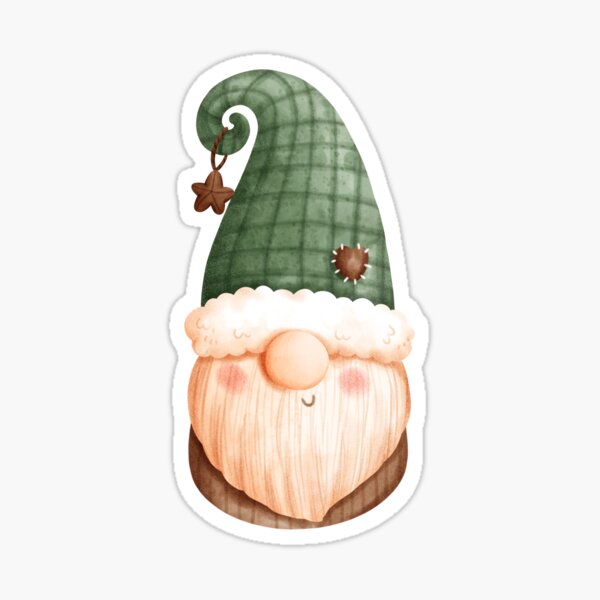 Cute Funny Christmas Gnome Elf Artwork Sticker