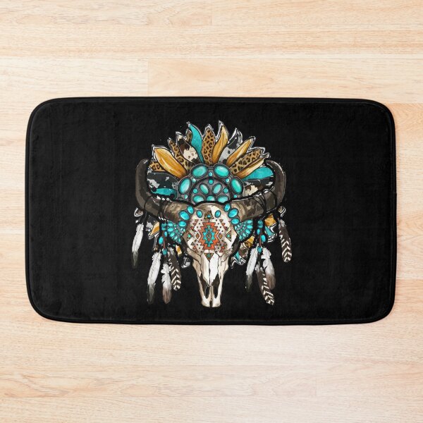 Item preview, Western Boho Sunflowers Turquoise Cow Bull Skull designed and sold by Dressed For  Duty.