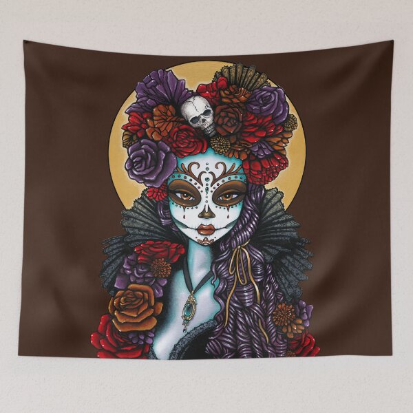 Item preview, Dalia Dia De Muertos Sugar Skull Calaca designed and sold by Myka Jelina.