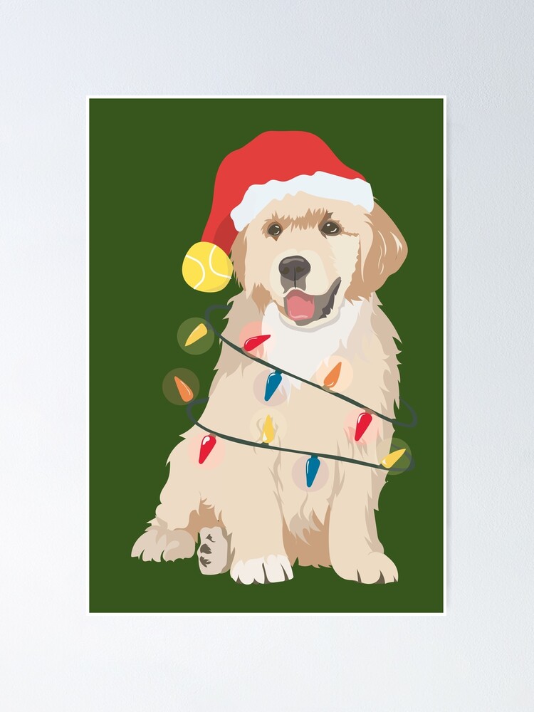 "Golden Retriever Puppy Christmas" Poster for Sale by gumidomino