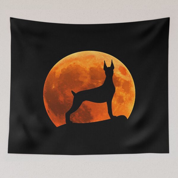 Item preview, doberman Dog Silhouette in moon gift designed and sold by alaechamlal.