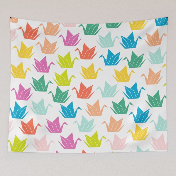 Item preview, Rainbow Origami Crane Pattern on White Background designed and sold by kapotka.