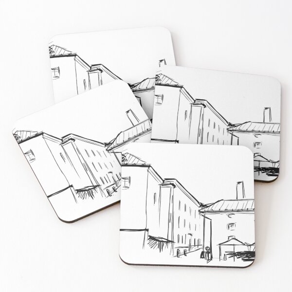 Item preview, Dibujo a tinta de casas de Salzburgo designed and sold by Barbara Baumann Illustration.