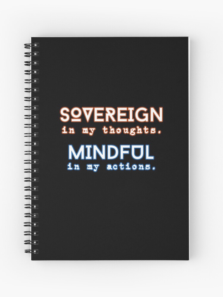 Thumbnail 1 of 3, Journal, SOVEREIGN in my thoughts. MINDFUL in my actions. designed and sold by SativaYoga.