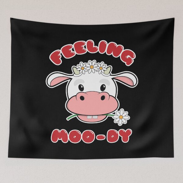 Item preview, Funny Cow Quote - Feeling Moo-dy | Cute Kawaii Cow Face designed and sold by SpoofTShirts.