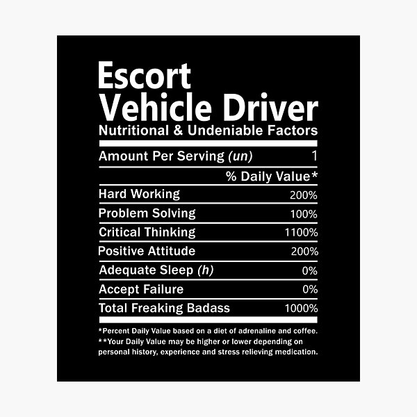 Item preview, Escort Vehicle Driver T Shirt - Nutritional and Undeniable Factors Gift Item Tee designed and sold by oslandefren.