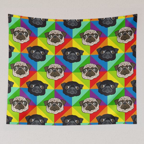 Item preview, Rainbow Geometric Pug pattern / print designed and sold by FivePugs.