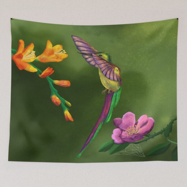 Item preview, Gentle hummingbird in wild flowers designed and sold by Madeline  Glines.