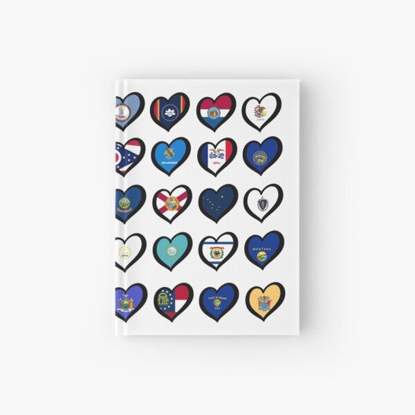 USA State Flags Hearts Amerivision Logo American Song Contest Hardcover Journal