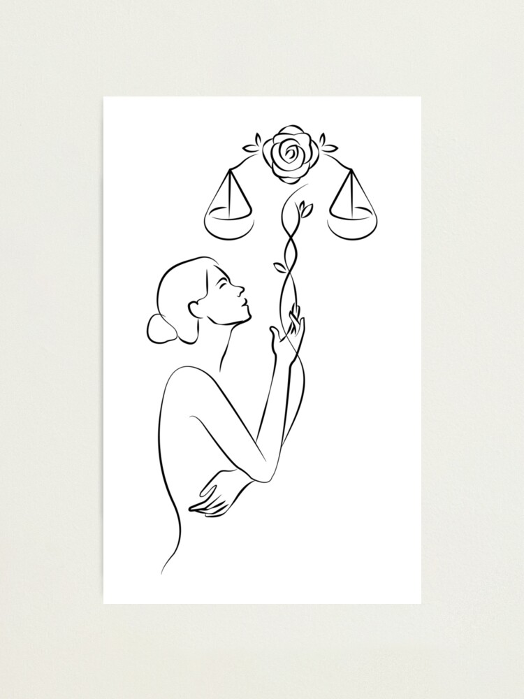 Astrology Zodiac Sign Libra Horoscope Symbol In Line Art Style