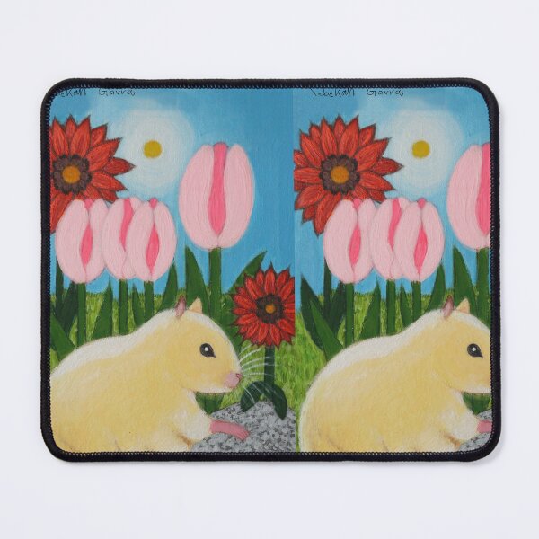 Item preview, Syrian hamster with pink tulips designed and sold by Rebekah Gavra.
