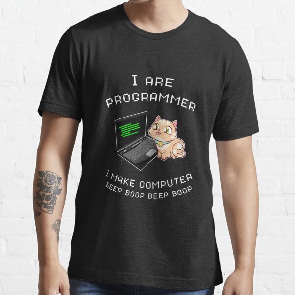 I Are Programmer I Make Computer Beep Boop Funny Cat Coder  Essential T-Shirt
