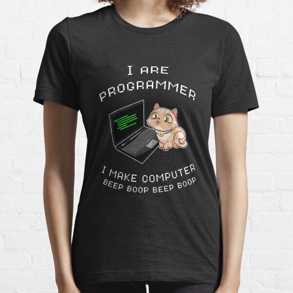 I Are Programmer I Make Computer Beep Boop Funny Cat Coder Essential T-Shirt