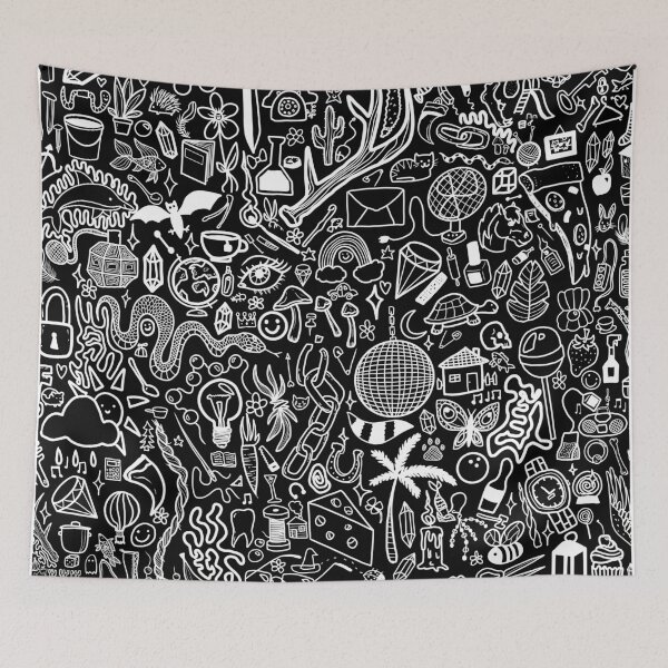 Item preview, Doodles on black designed and sold by Shramplet.