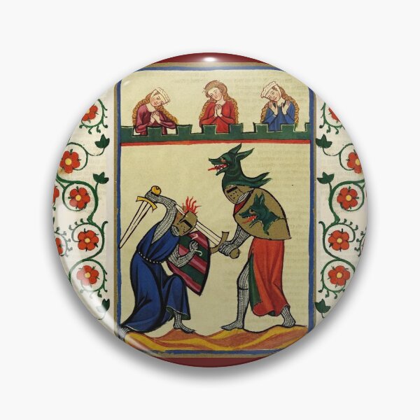 Item preview, KNIGHT OF WOLVES COMBATTING IN TOURNAMENT, MEDIEVAL MINIATURE WITH WILD ROSES designed and sold by BulganLumini.