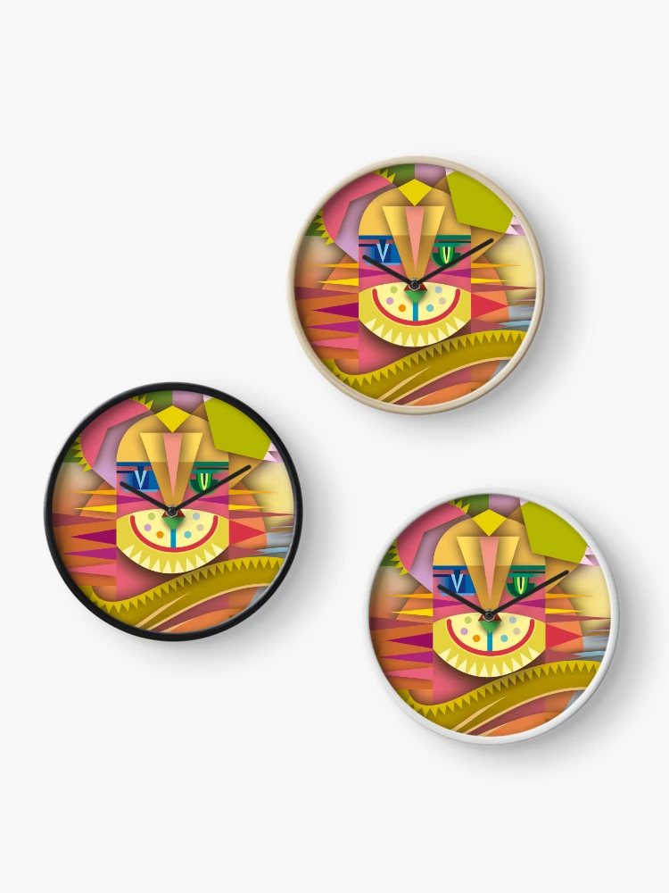 Thumbnail 3 of 4, Clock, Graphical Cat Face designed and sold by Bernd Wachtmeister.