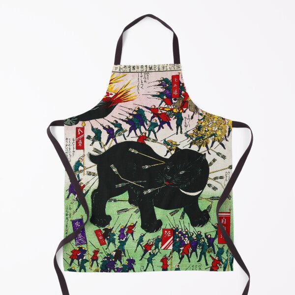 Item preview, Classical Japanese Art: Tiny humans attacking a Giant Cat designed and sold by Naturalist Prints.
