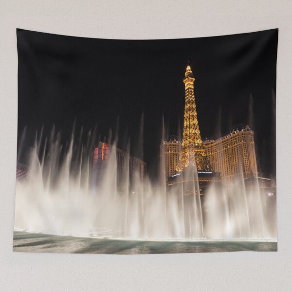 Item preview, Dreamy Las Vegas - Paris and Ballys Behind a Soft Fountain Curtain designed and sold by Georgia Mizuleva.