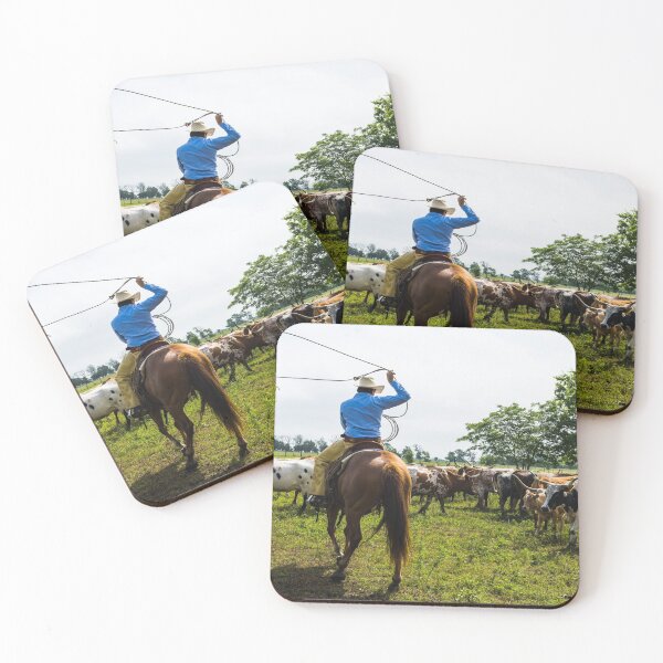 Item preview, Cowhand's lassoing longhorn calves and heifers designed and sold by OrcaNature.