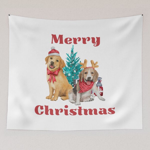 Item preview, Merry Christmas, Merry Woofmas, Merry Dogmas, Cute Dog Lover Christmas Print designed and sold by Auntieck.