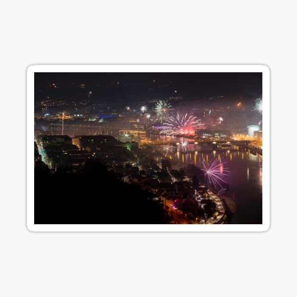 New year with fireworks in Linz Sticker