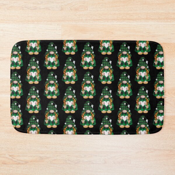 Cute Funny Christmas Gnome Buffalo Plaid With Heart Artwork Bath Mat