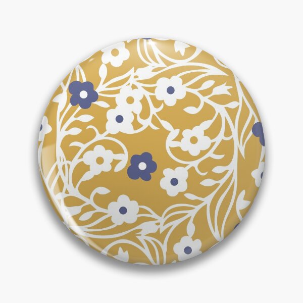 Artikelvorschau, Flowers, leaves, vines, white, yellow, ochre, navy blue entworfen und verkauft von Svitac.