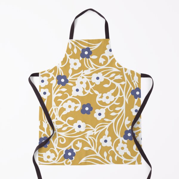 Artikelvorschau, Flowers, leaves, vines, white, yellow, ochre, navy blue entworfen und verkauft von Svitac.