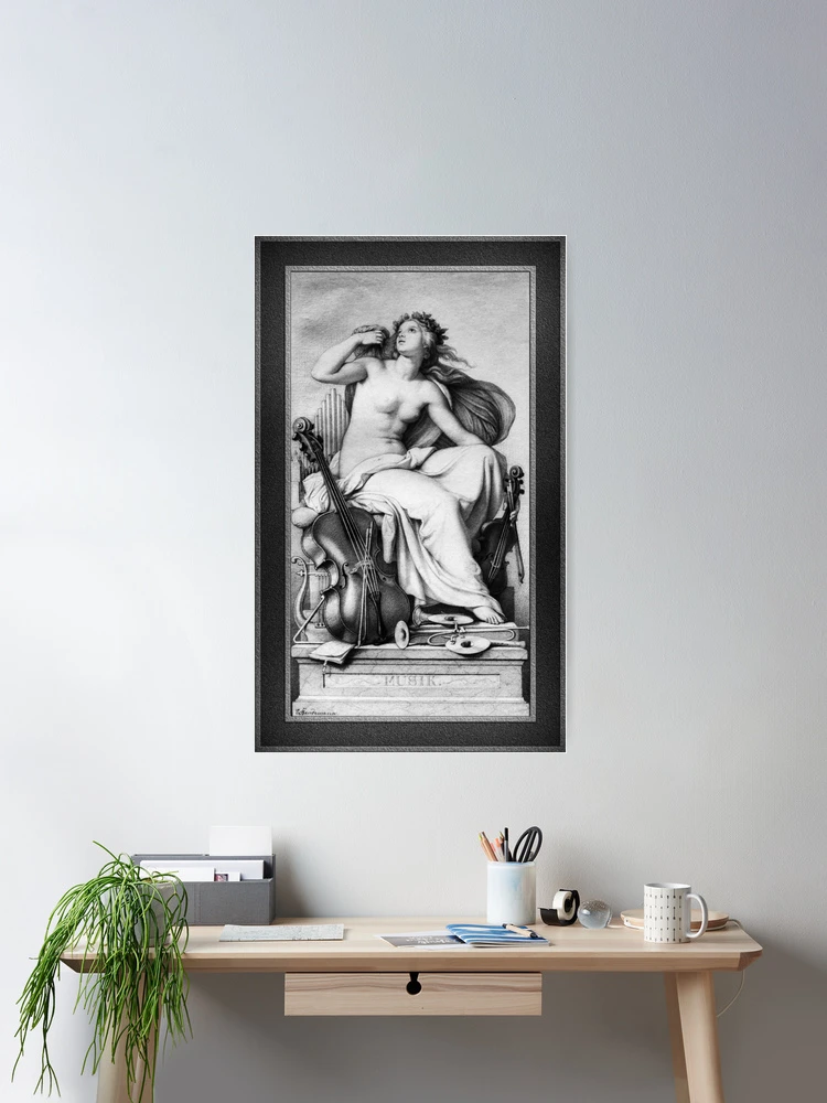 Allegorical Figure of Music by Eduard Bendemann - The Love Of Music 2 Allegorical Figure of Music by Eduard Bendemann Classical Fine Art Xzendor7 Old Masters Reproductions Room Decor Poster Art Print