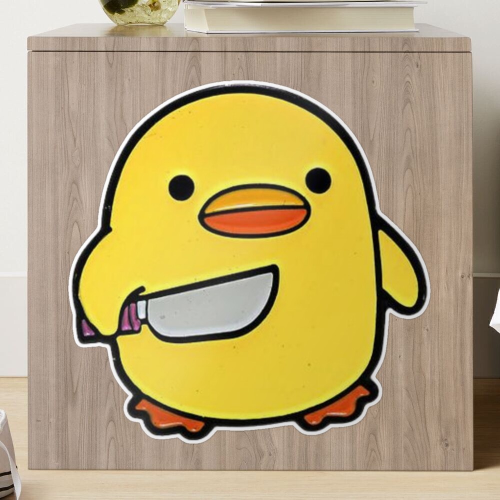 Sticker for Sale mit Gelbe Ente mit Messer von PunPedia