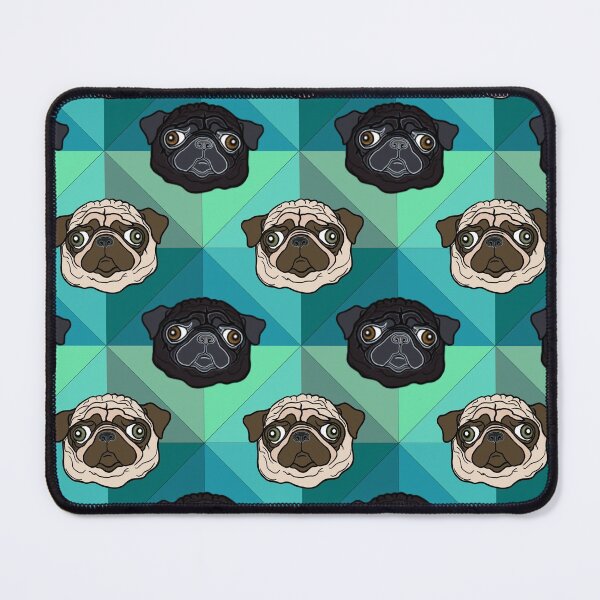 Item preview, Turquoise Geometric Pug pattern / print designed and sold by FivePugs.