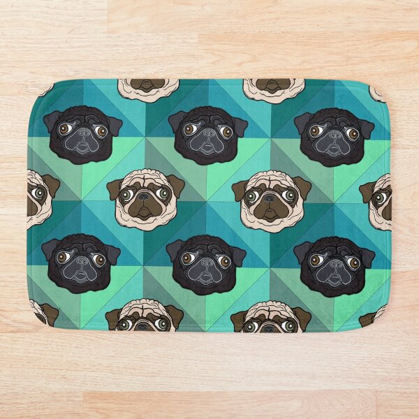 Artikelvorschau, Türkis Geometrisches Mopsmuster / Druck entworfen und verkauft von FivePugs.