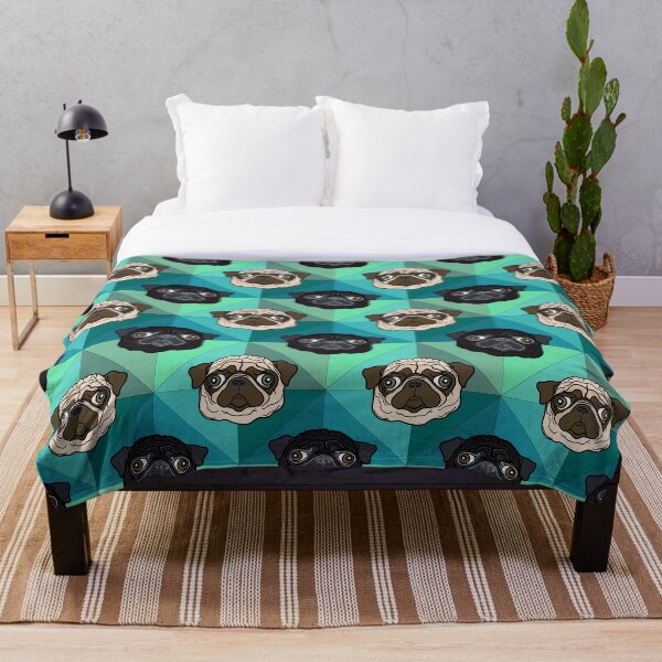 Item preview, Estampado / estampado turquesa Geometric Pug designed and sold by FivePugs.