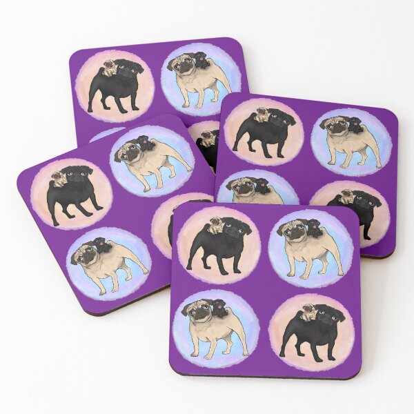 Item preview, Puggyback Ride repeating circle pattern / print designed and sold by FivePugs.