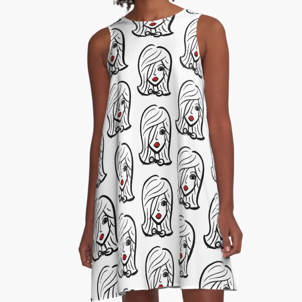 Red Lips Series 3 A-Line Dress