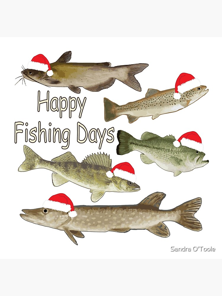 Christmas design, fisherman's gifts, fishing, wildlife, fish | Art Board  Print