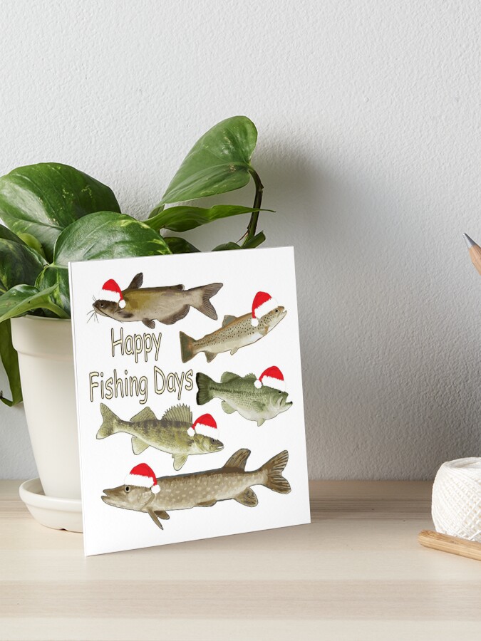 Christmas design, fisherman's gifts, fishing, wildlife, fish | Art Board  Print