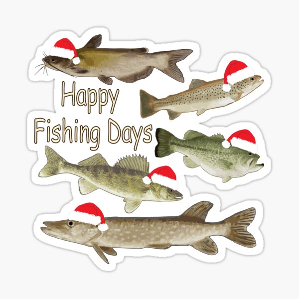 Christmas design, fisherman's gifts, fishing, wildlife, fish Sticker