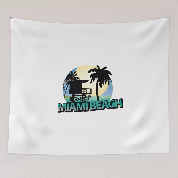 Item preview, Miami Beach Beach Sunset Palm Tree Sea Ocean Sunset Illustration Art Design designed and sold by jmc-aas.