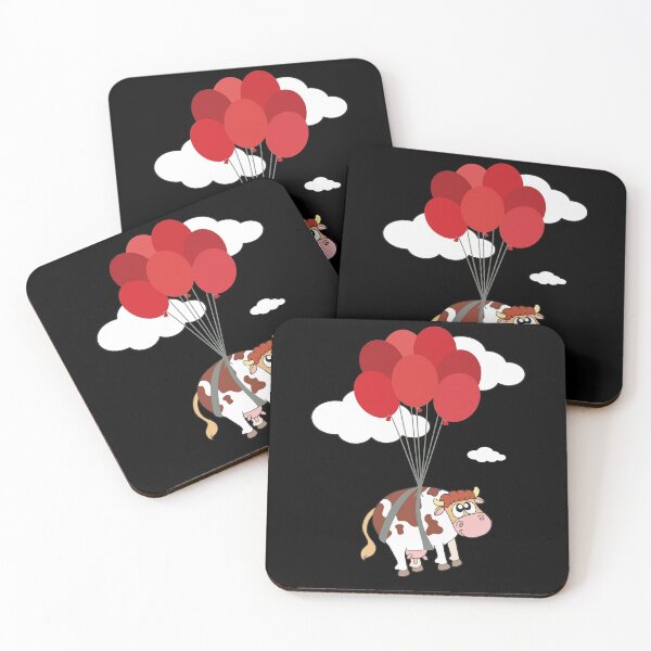 Item preview, Cow With Balloons Floating Away designed and sold by nanogarbanzo.