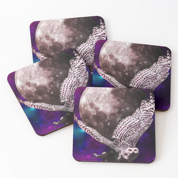 Item preview, Snow Owl in galaxy with full moon designed and sold by felinefeelings.