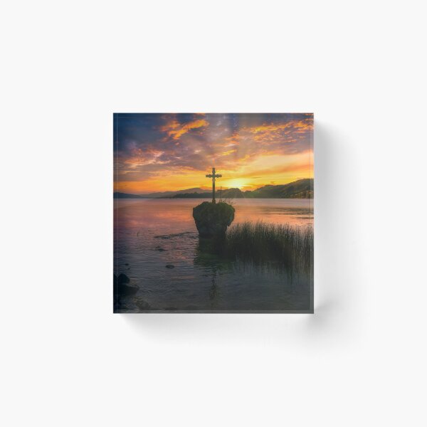 Item preview, Kreuzstein Mondsee at sunset designed and sold by Lexpixelart.