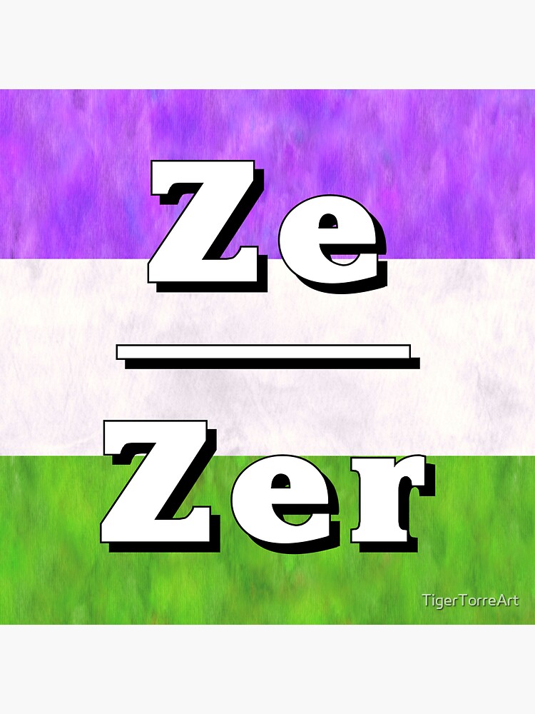 "ZeZir Pronouns Genderqueer" Sticker for Sale by TigerTorreArt