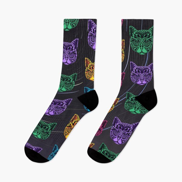 Item preview, Neon Cats Socks Cat Lovers Idea designed and sold by NOorYES.
