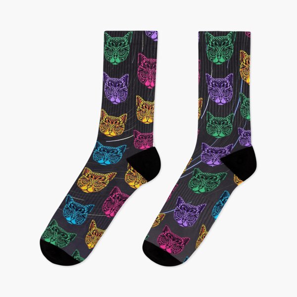 Item preview, Neon Cats Socks Cat Lovers Idea designed and sold by NOorYES.