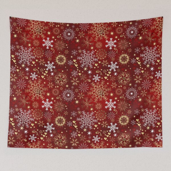 Item preview, Sparkly Christmas Pattern red gold white Snowflakes Hearts designed and sold by Jaydee001.