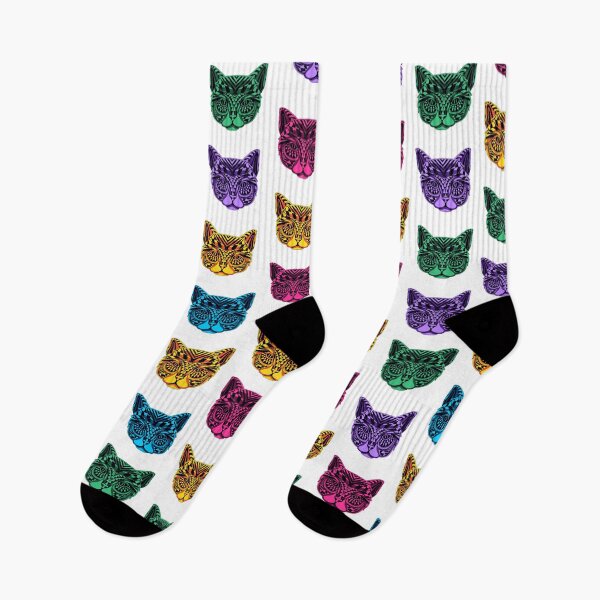 Item preview, Neon Cats Socks Cat Lovers Idea designed and sold by NOorYES.