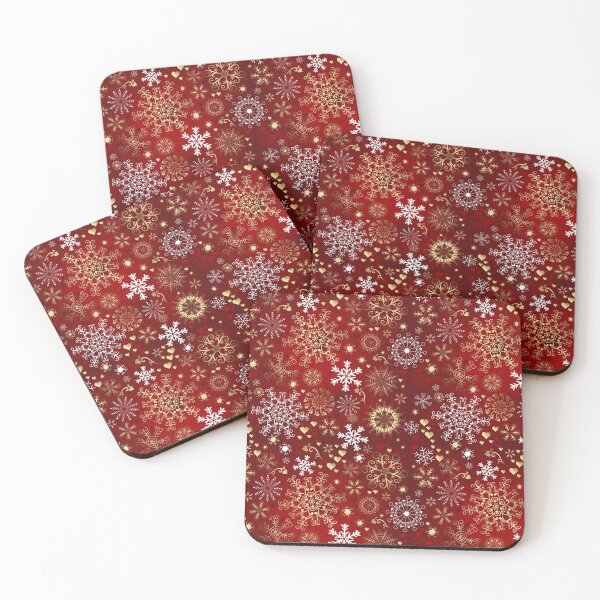 Item preview, Sparkly Christmas Pattern red gold white Snowflakes Hearts designed and sold by Jaydee001.