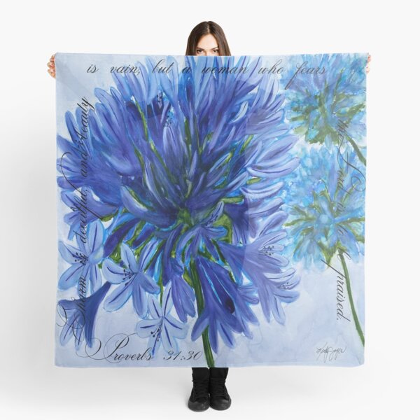 Item preview, Agapanthus Scarf with Bible Verse [Proverbs 31:30] designed and sold by kathyjoycecards.