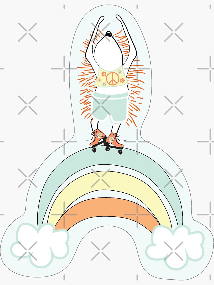 Hedgehog Skating Over a Rainbow by CreativeContour